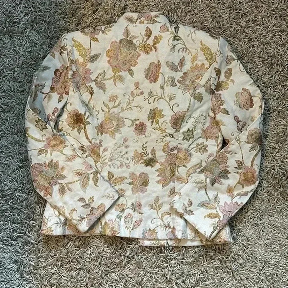 Vintage Jessica Howard Embroidered Floral Cream Suit Jacket-Size 10 - Picture 8 of 12